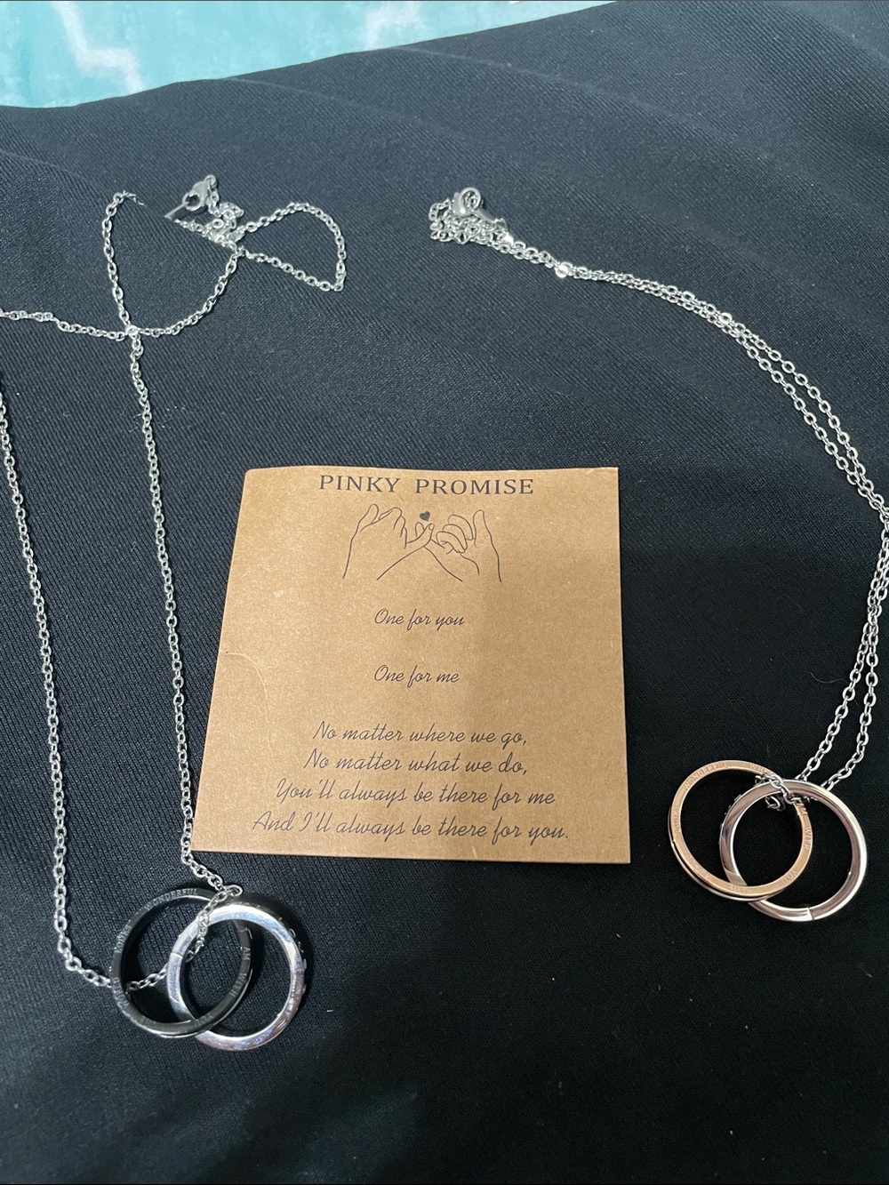 Pinky Promise Interlocking Rings Necklace - Silver and Rose Gold